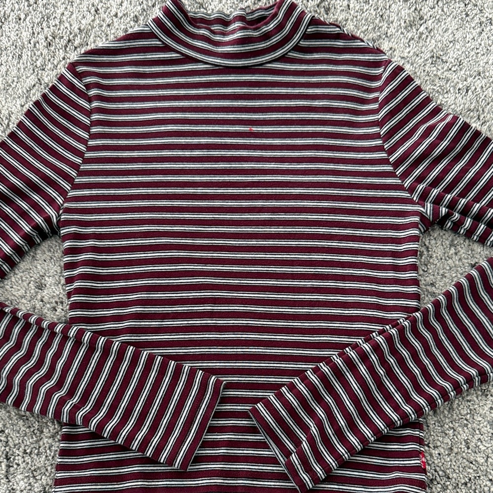 Striped Long Sleeve Turtleneck Top